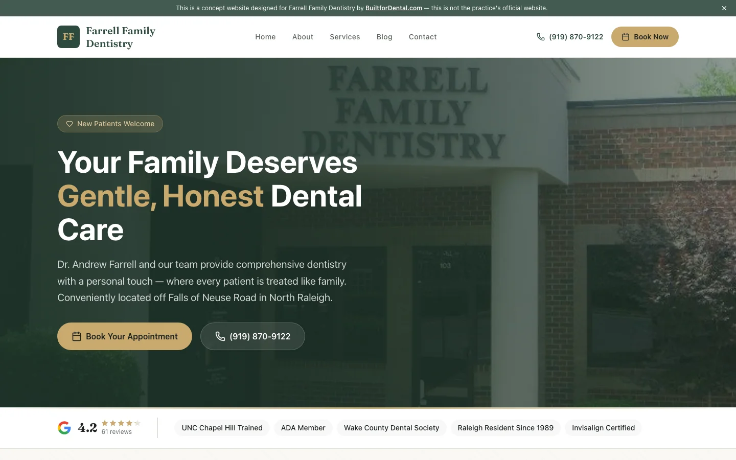 Farrell Family Dentistry website
