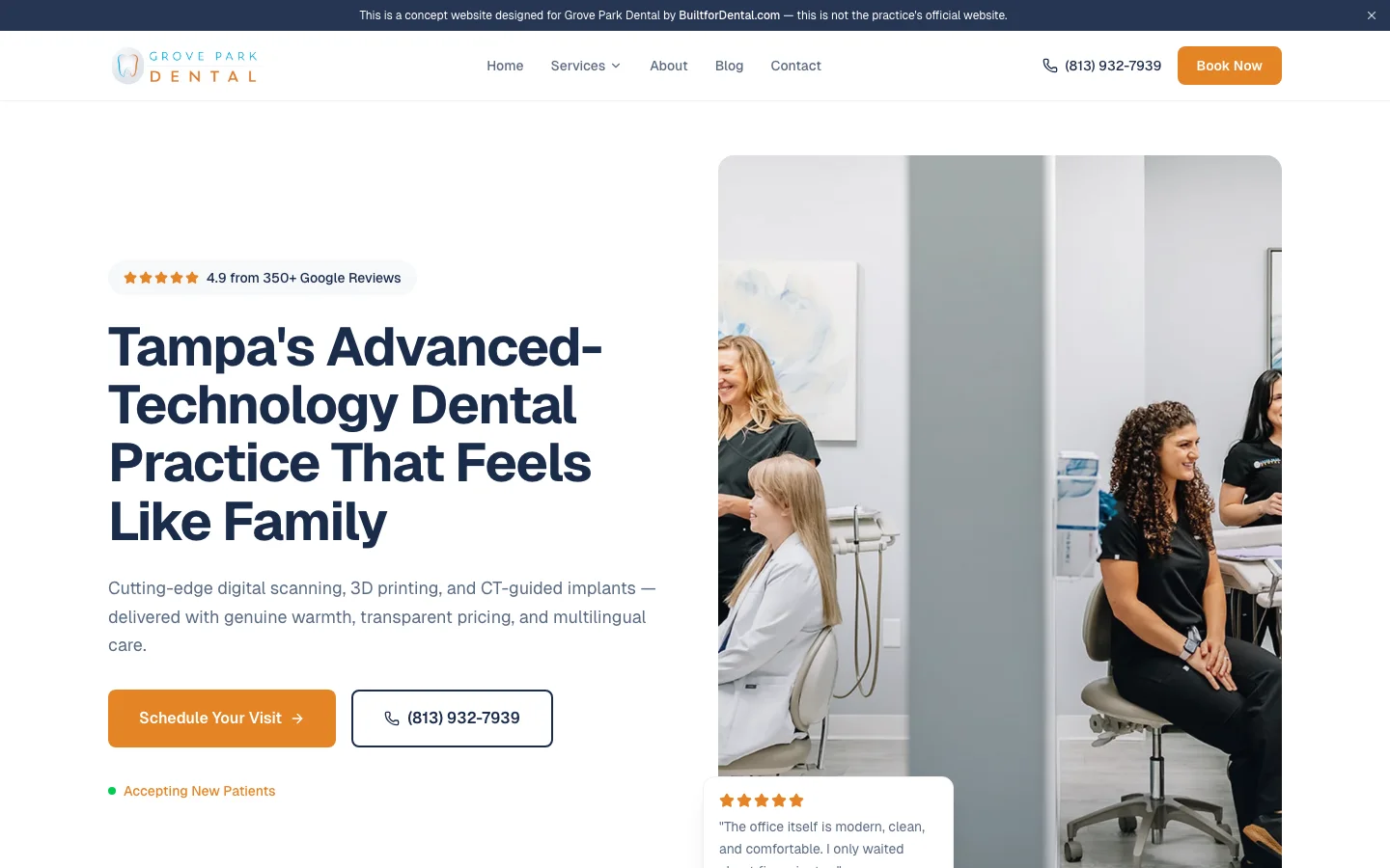 Grove Park Dental website